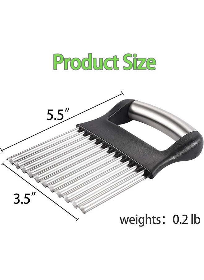 Generic Crinkle Cutter for Veggies，Stainless Steel French Fry Cutter for Potatoes cucumbers Carrot Crinkle Cut Knife Wavy Chopper Waffle Fry Cutter  - Image 2