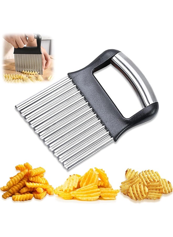 Generic Crinkle Cutter for Veggies，Stainless Steel French Fry Cutter for Potatoes cucumbers Carrot Crinkle Cut Knife Wavy Chopper Waffle Fry Cutter  - Image 1