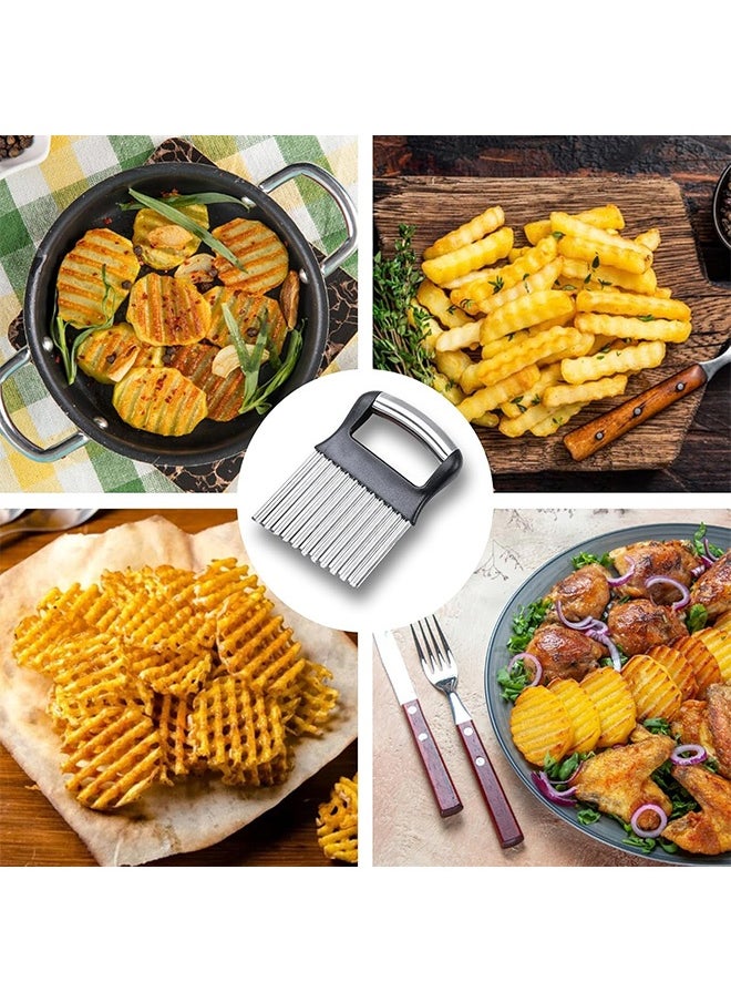 Generic Crinkle Cutter for Veggies，Stainless Steel French Fry Cutter for Potatoes cucumbers Carrot Crinkle Cut Knife Wavy Chopper Waffle Fry Cutter  - Image 4