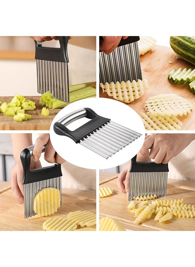 Generic Crinkle Cutter for Veggies，Stainless Steel French Fry Cutter for Potatoes cucumbers Carrot Crinkle Cut Knife Wavy Chopper Waffle Fry Cutter  - Image 5