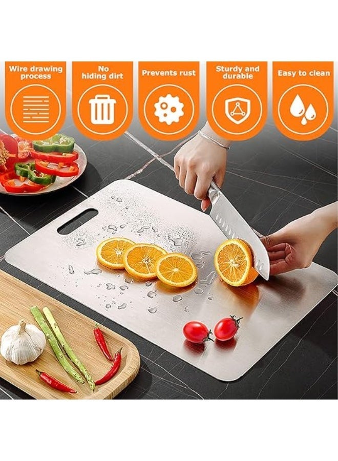 Hexar® Stainless Steel 28×39 Cutting Board Kitchen,Food-Grade Rice Husk Fiber Chopping Board with Wheat Straw PP,Double-Side using,Easy-Grip Handle - Image 5