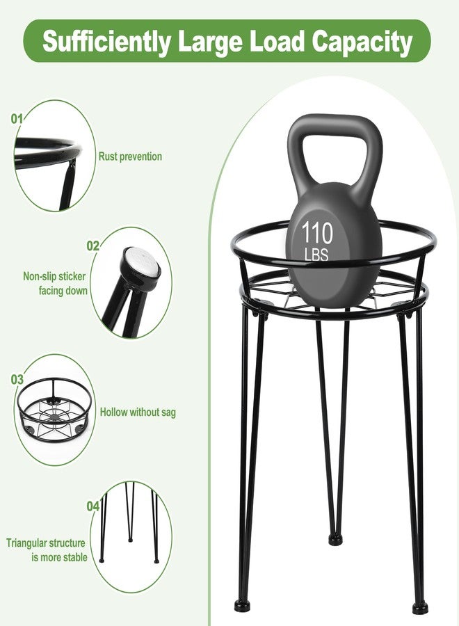 Jvtoo Metal Plant Stand, Plant Stand Indoor Outdoor, Metal Rustproof Flowers, Urban and Rustic Outdoor Plants Stands, Flower Pot Stand Suitable for Living Room, Balcony, Garden (3PCS,Black) - Image 3