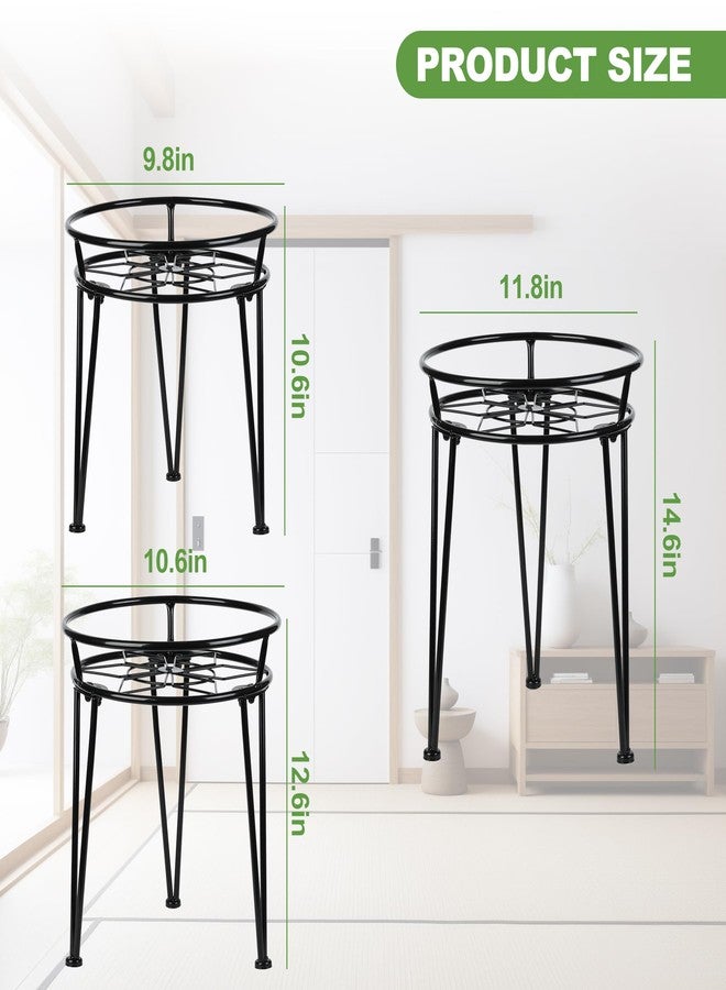Jvtoo Metal Plant Stand, Plant Stand Indoor Outdoor, Metal Rustproof Flowers, Urban and Rustic Outdoor Plants Stands, Flower Pot Stand Suitable for Living Room, Balcony, Garden (3PCS,Black) - Image 2