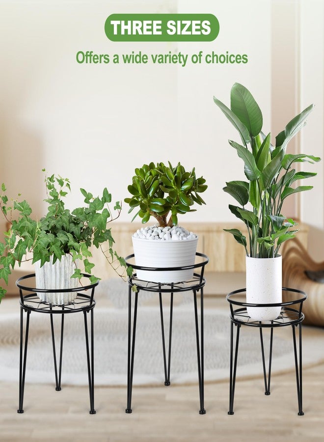 Jvtoo Metal Plant Stand, Plant Stand Indoor Outdoor, Metal Rustproof Flowers, Urban and Rustic Outdoor Plants Stands, Flower Pot Stand Suitable for Living Room, Balcony, Garden (3PCS,Black) - Image 5