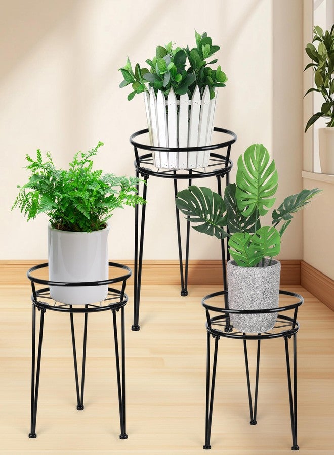 Jvtoo Metal Plant Stand, Plant Stand Indoor Outdoor, Metal Rustproof Flowers, Urban and Rustic Outdoor Plants Stands, Flower Pot Stand Suitable for Living Room, Balcony, Garden (3PCS,Black) - Image 1