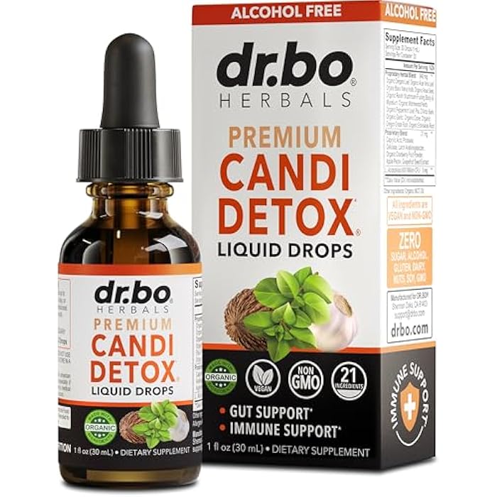 dr.bo Candida Cleanse Detox for Women & Men - Organic Oregano Oil Drops, Caprylic Acid Black Walnut Wormwood Candi Support Supplement Kit - Natural Oral Anti Overgrowth Gut Balance Flora Complex Supplements - Image 1