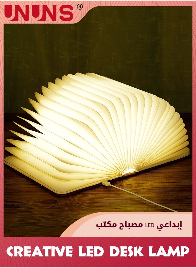 ضوء كتاب قابل للطي، مصباح طاولة LED بثلاثة ألوان للديكور، فانوس ورقي LED مع شحن USB، أضواء كتب خشبية محمولة، هدايا فريدة لمحبي الكتب