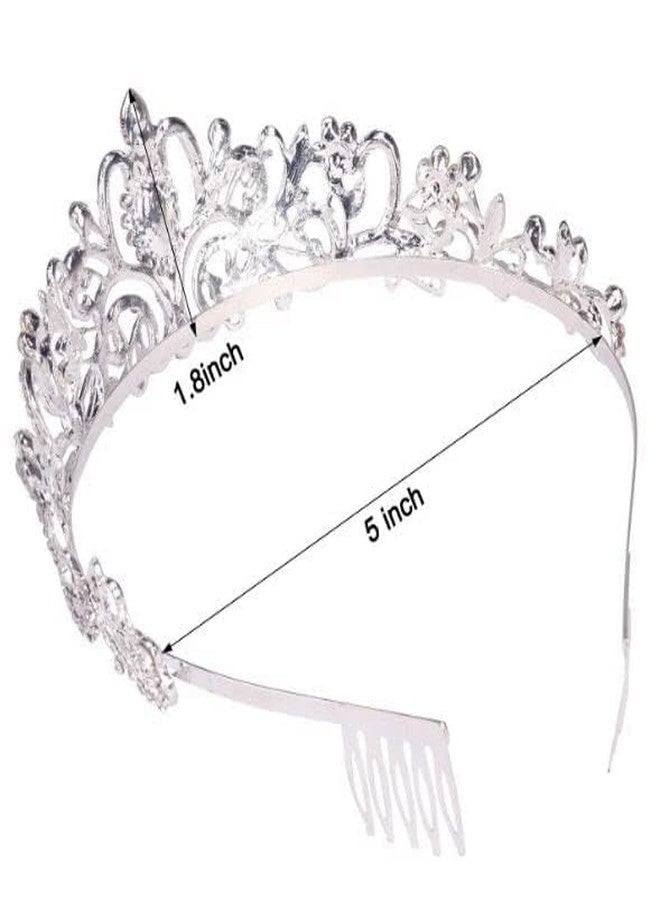 MOHILAA Butterfly Pearl Tiara Crown Headband for Girls and Women, Alloy Metal Hair Crown with Rhinestones, Open Back Design (Silver) - Image 2