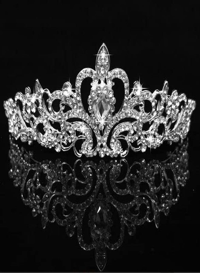 MOHILAA Butterfly Pearl Tiara Crown Headband for Girls and Women, Alloy Metal Hair Crown with Rhinestones, Open Back Design (Silver) - Image 5
