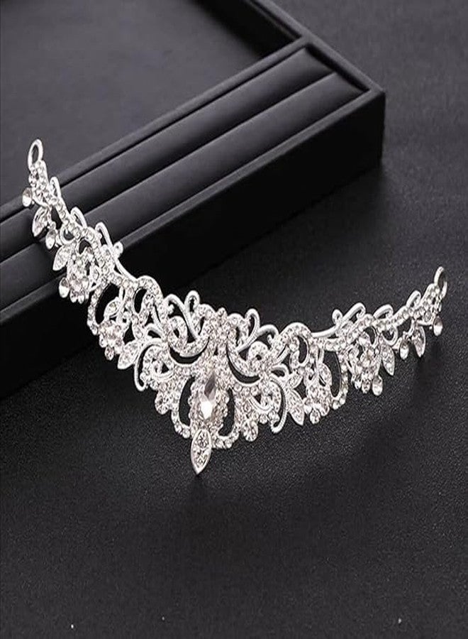 MOHILAA Butterfly Pearl Tiara Crown Headband for Girls and Women, Alloy Metal Hair Crown with Rhinestones, Open Back Design (Silver) - Image 3