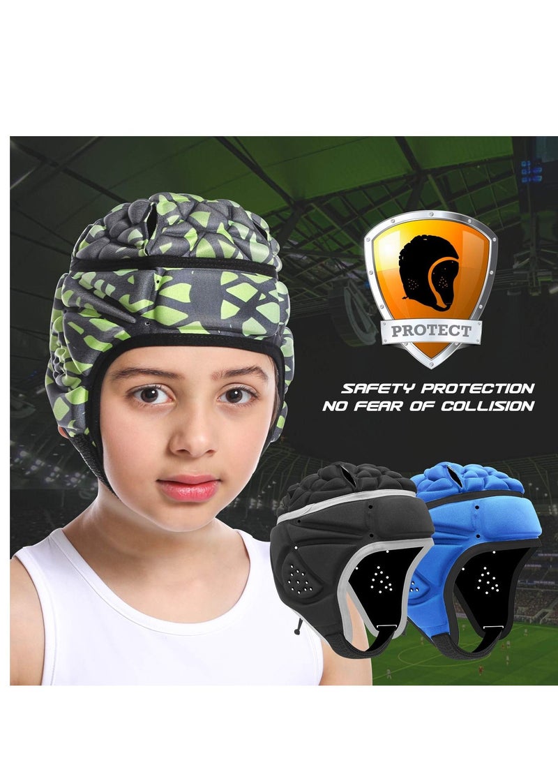 SYOSI Mult-Color Soft Helmet Flag Football Rugby Goalkeeper Helmet Cap Soft Shell Helmet Soccer Headgear Special Needs Protection for Childrens 4-12 Years  - Image 2