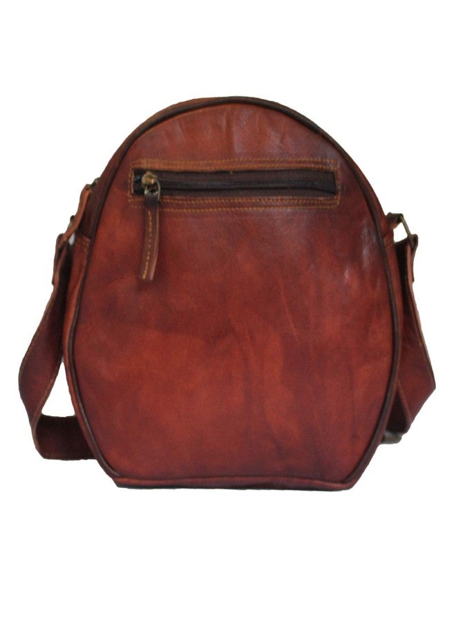 Madosh, Women’s Crossbody Bag Round Shoulder Bag Genuine Leather Crossover Purse 10" (Brown) - Image 3