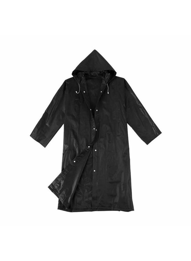 Unisex Adult Outdoor Raincoat Black EVA Cloth Long Rain Poncho With Hat