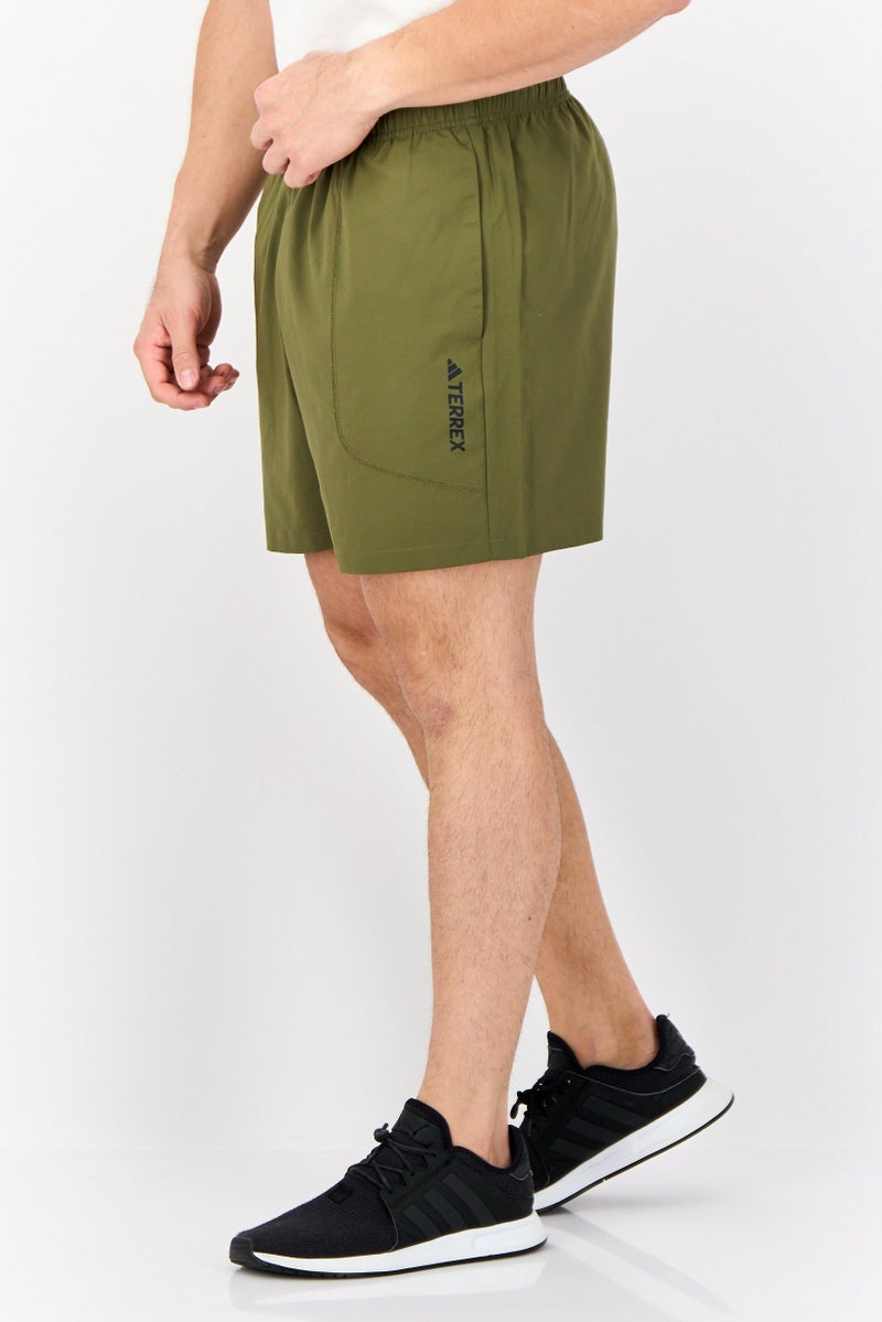 Adidas Men Sportswear Fit Brand Logo Hiking Shorts, Olive - Image 3