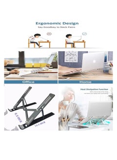 eBasket eBasket Laptop Stand for Desk Foldable Portable Laptop Stand ABS + Silicone Breathable Cooling Notebook Stand for MacBook Pro Air Lenovo Dell HP Laptop Tablet  - Image 3