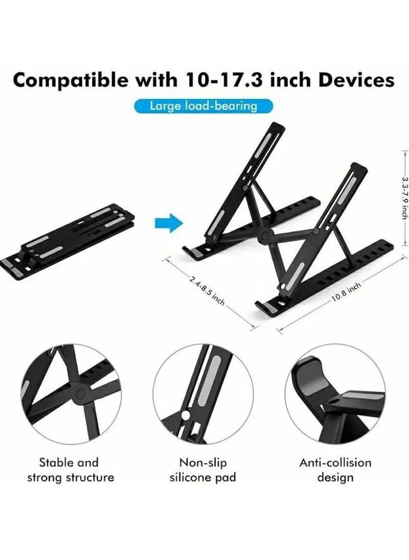eBasket eBasket Laptop Stand for Desk Foldable Portable Laptop Stand ABS + Silicone Breathable Cooling Notebook Stand for MacBook Pro Air Lenovo Dell HP Laptop Tablet  - Image 4