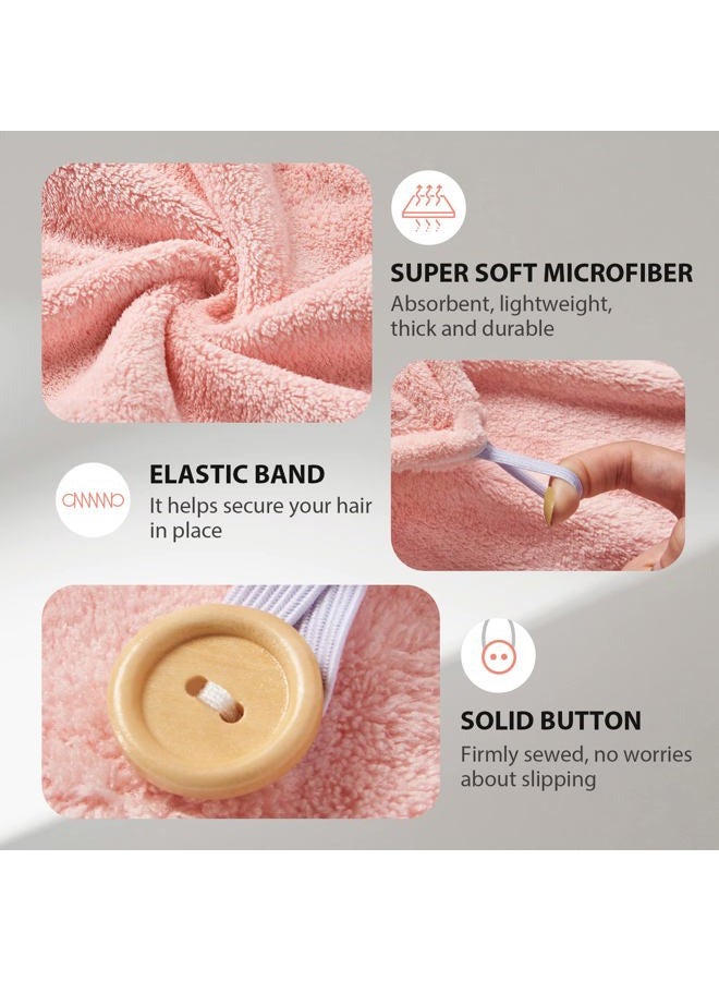 YFONG Microfiber Hair Towel 3 Pack, Hair Towel with Button, Super Absorbent Hair Towel Wrap for Curly Hair, Fast Drying Hair Turban Towel, Stocking Stuffers for Women - Image 3
