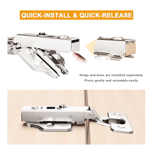 Luokim 2 Pack 1 Pairs Frameless Soft Close Full Overlay Cabinet Hinges European Cabinet Door Hinges 35mm Cup Concealed Kitchen Cabinet Hinges - Image 3