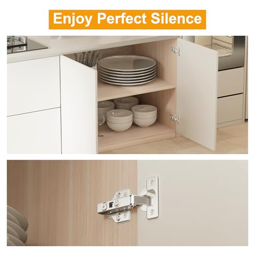 Luokim 2 Pack 1 Pairs Frameless Soft Close Full Overlay Cabinet Hinges European Cabinet Door Hinges 35mm Cup Concealed Kitchen Cabinet Hinges - Image 2