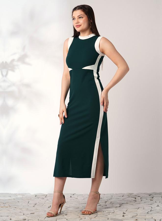 globus Sleeveless Color Block Midi Bodycon Midi Dress - Image 2