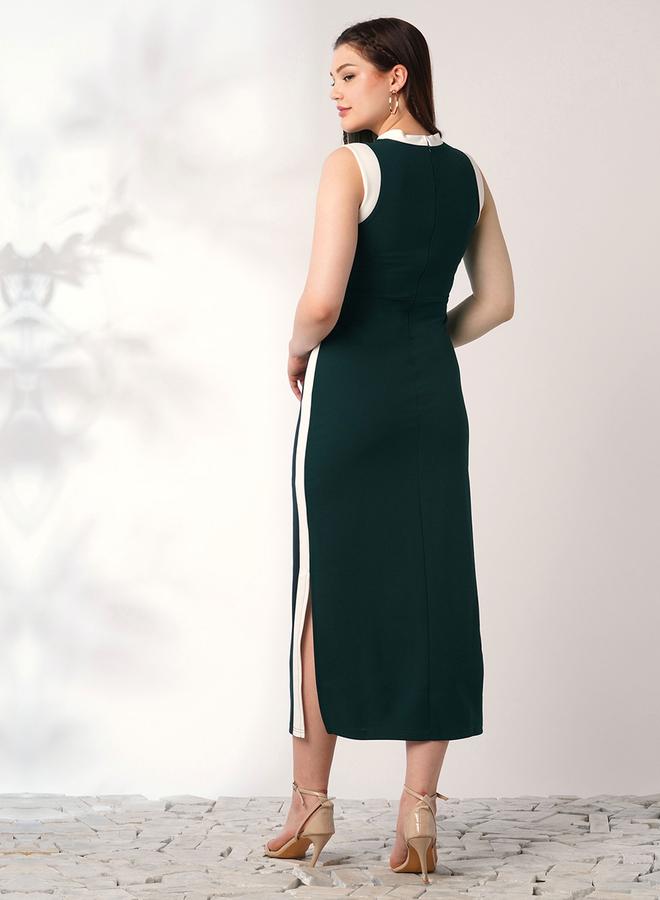 globus Sleeveless Color Block Midi Bodycon Midi Dress - Image 3