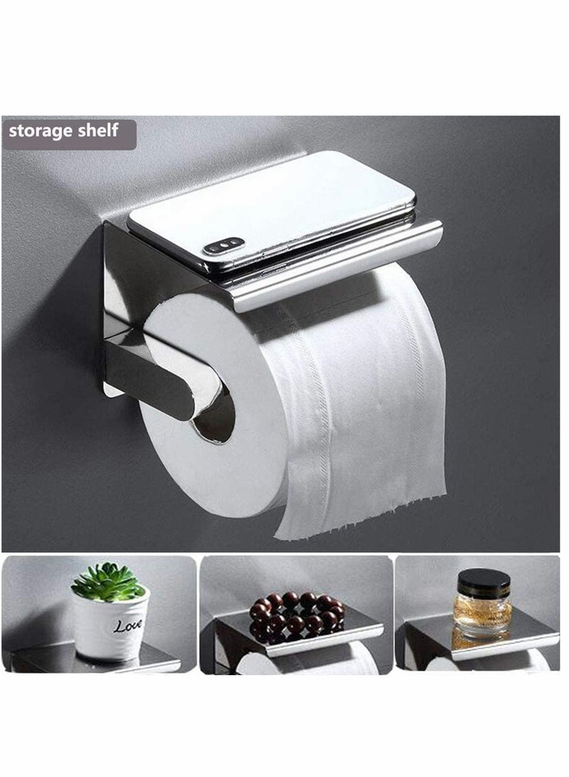 Excefore Toilet Roll Holder No Drilling 304 Stainless Steel Self Adhesive and Wall Mounted WC Tissue Holder for Bathroom Kitchen - Image 3