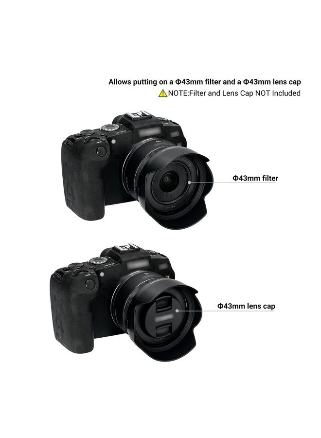 JJC Lens Hood for Canon RF 16mm F2.8 STM Lens on EOS R6 R5 RP R Camera, Reversible Lens Shade Replace Canon EW-65C Lens Hood, Compatible with 43mm Filters and 43mm Lens Cap - Image 2