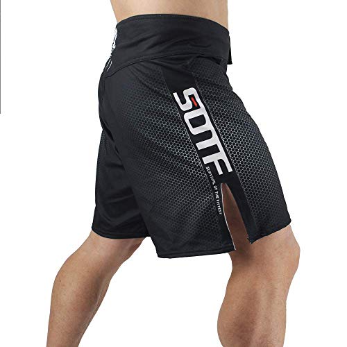SOTF Boxing Shorts for Men Training Fight Shorts Men MMA BJJ Shorts No Gi with Pocket Black M Waist 33346 inch - Image 3