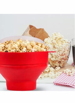 SYOSI Silicone Microwave Popcorn Bowl Popper with Lid for Home Makers Handles Collapsible Bowl 