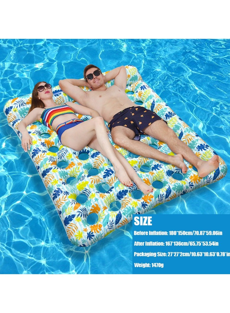 VUCATIN حصيرة عائمة قابلة للنفخ، 180-150 سم، عوامة سباحة عملاقة للبالغين مع مسند للرأس، عوامة بحيرة، عوامة حمام سباحة كبيرة الحجم، حمام سباحة، شاطئ صيفي - Image 3