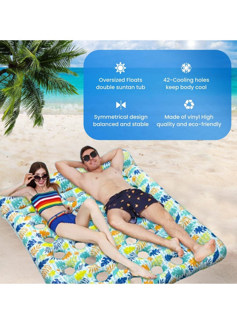 VUCATIN حصيرة عائمة قابلة للنفخ، 180-150 سم، عوامة سباحة عملاقة للبالغين مع مسند للرأس، عوامة بحيرة، عوامة حمام سباحة كبيرة الحجم، حمام سباحة، شاطئ صيفي - Image 4