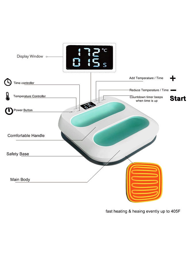 Handheld Heat Press Machine 9''x9'' Iron Press Fast Heat Up Adjustable Temperature and Timer Auto Shutdown Transfer Projects Heat Press Solution for Crafts and Small Businesses
