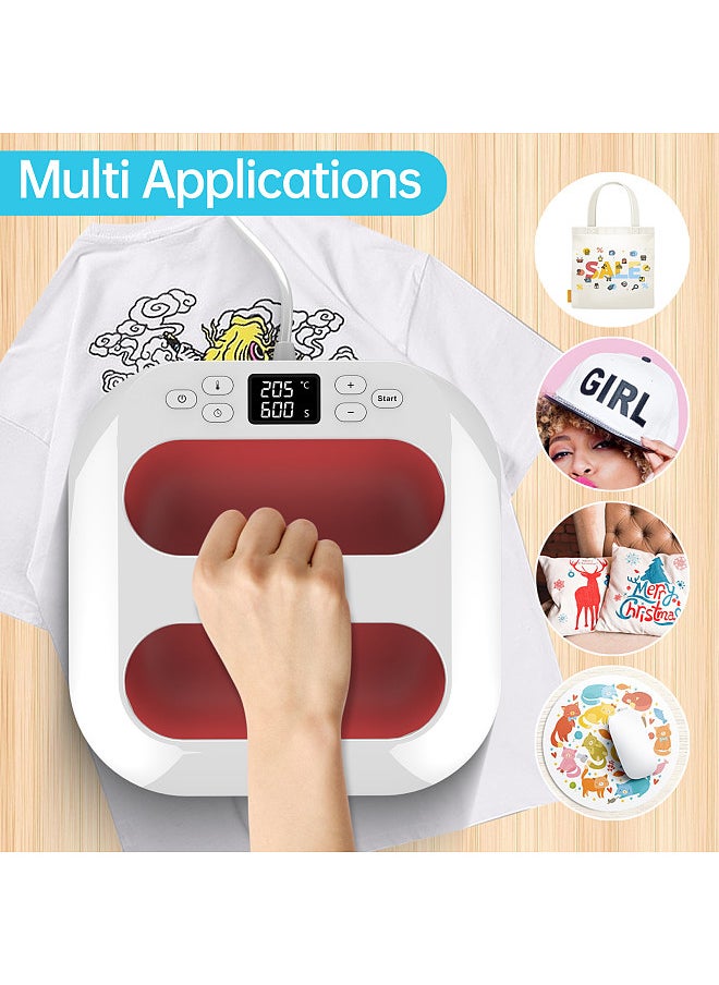 Handheld Heat Press Machine 9''x9'' Iron Press Fast Heat Up Adjustable Temperature and Timer Auto Shutdown Transfer Projects Heat Press Solution for Crafts and Small Businesses