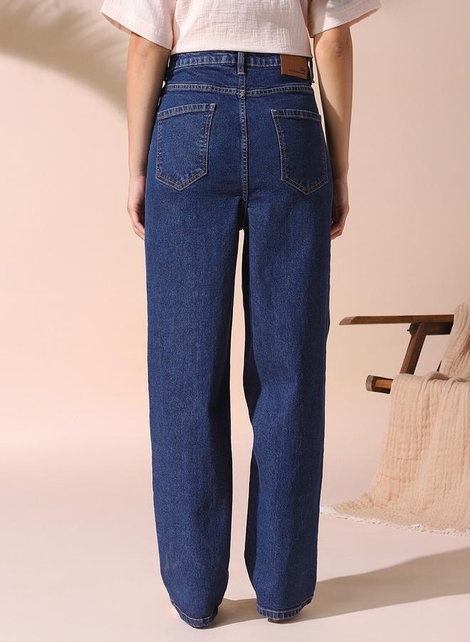 Dennis Lingo Women's Indigo 100% Cotton Solid Pattern Full Length Straight Fit Jeans  - Image 5
