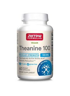 jarrow formulas Theanine 100 Mg 60 Veggie Capsules Neurologically Active Amino Acid Found In Green Tea Supplement Promotes Relaxation  Focus Up To 60 Servings  - Image 1