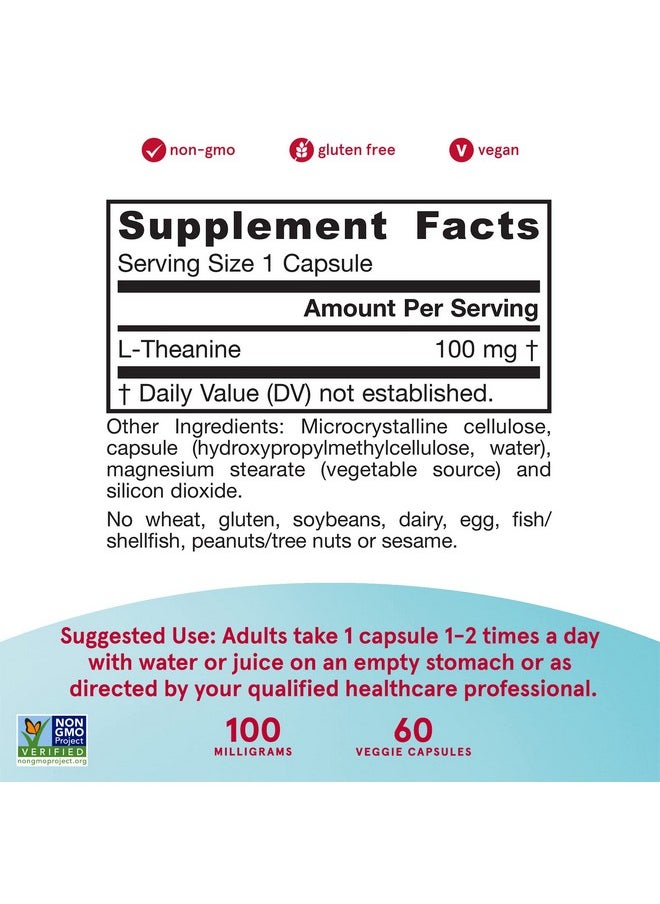 jarrow formulas Theanine 100 Mg 60 Veggie Capsules Neurologically Active Amino Acid Found In Green Tea Supplement Promotes Relaxation  Focus Up To 60 Servings  - Image 4