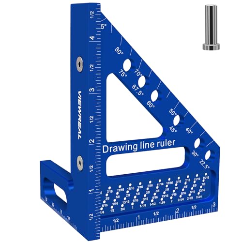 ViewReal 3D Multi-Angle Aluminum Alloy Woodworking Square Ruler, 22.5-90 Degree Protractor, High Precision Miter Triangle Ruler for Engineers, Carpenters, and Craftsmen - Image 1