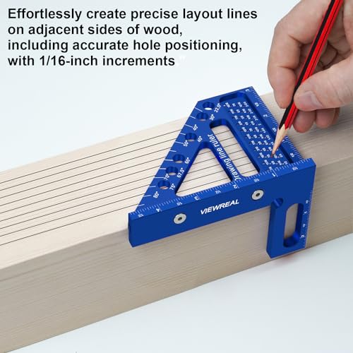 ViewReal 3D Multi-Angle Aluminum Alloy Woodworking Square Ruler, 22.5-90 Degree Protractor, High Precision Miter Triangle Ruler for Engineers, Carpenters, and Craftsmen - Image 3