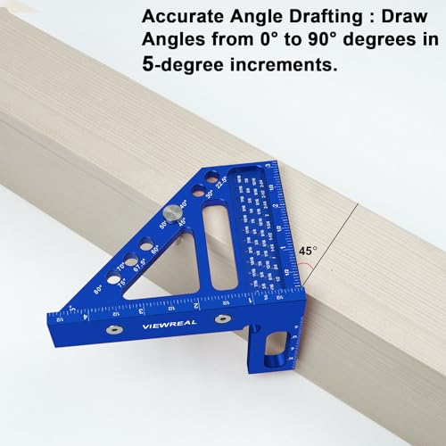 ViewReal 3D Multi-Angle Aluminum Alloy Woodworking Square Ruler, 22.5-90 Degree Protractor, High Precision Miter Triangle Ruler for Engineers, Carpenters, and Craftsmen - Image 4