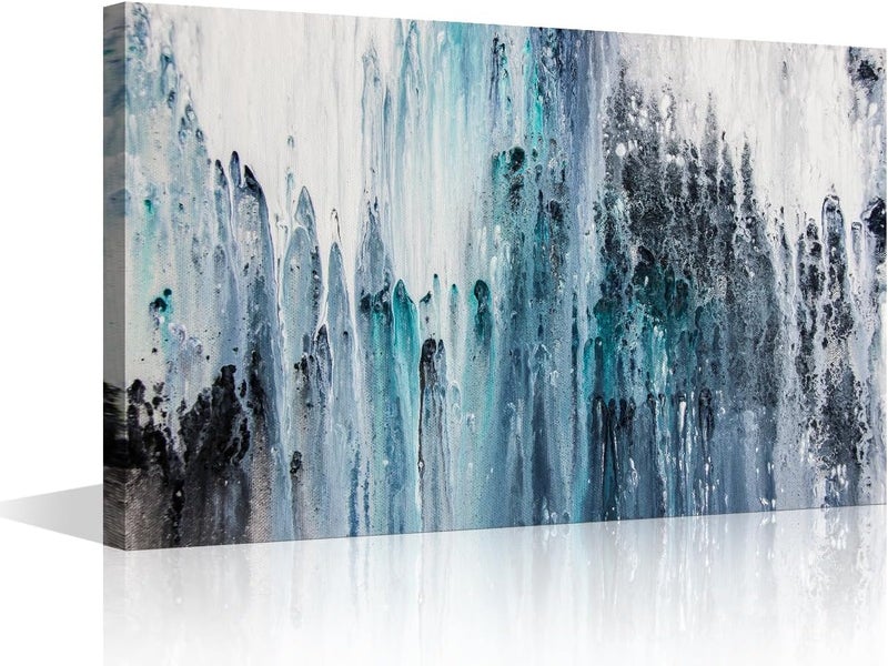 ARS Graphics ARS® Canvas Wall Art - Abstract Texture Painting for Living Room and Bedroom - Blue Gray Modern Art - 24x16in - Image 1