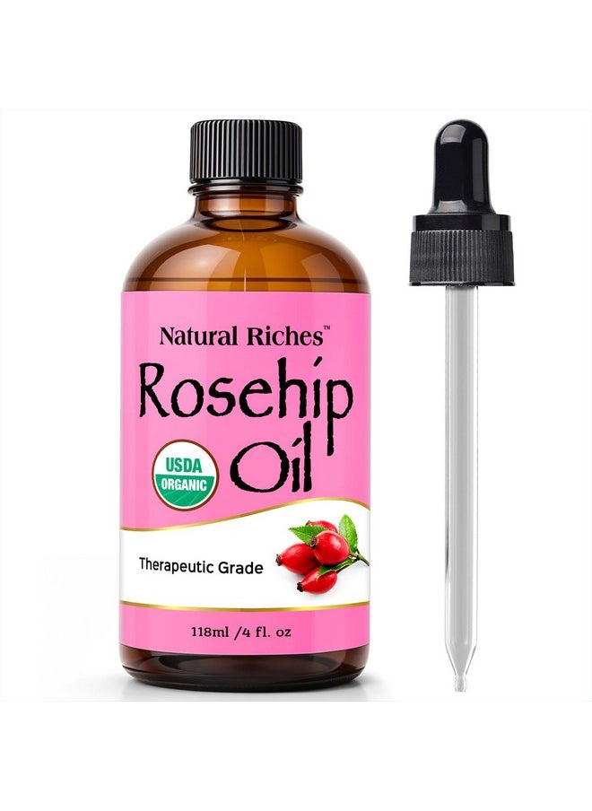 Natural Riches - Natural Riches Organic Rosehip Seed Oil for Face 100% Pure Natural Cold Pressed Unrefined Non-GMO Carrier Oil for Skin Hair & Nails. 4 fl oz. - Image 1