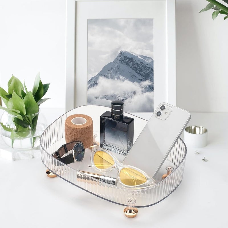 Makeup Perfume Organizer, Bathroom Vanity Tray, Decorative Dresser Tray, Countertop Organizer Tray for Cosmetics, Clear - Image 5