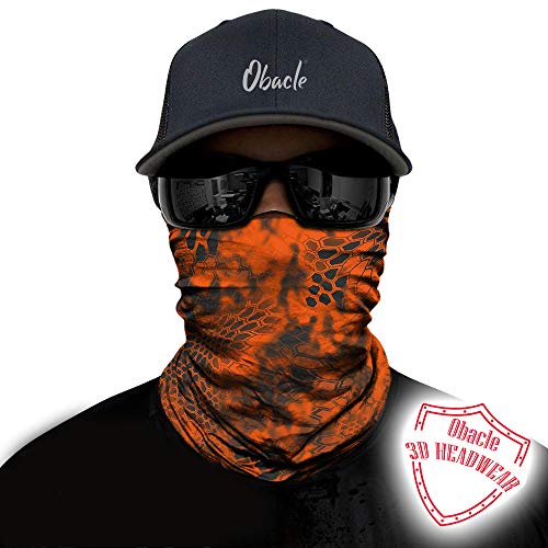 Obacle Face Mask for Sun Dust Wind Protection Breathable Seamless Face Mask Headband Bandana for Men Women Thin Neck Gaiter for Motorcycle Fishing Hunting Outdoor Sport (Python Skin Gray Orange) - Image 2