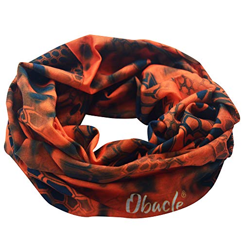 Obacle Face Mask for Sun Dust Wind Protection Breathable Seamless Face Mask Headband Bandana for Men Women Thin Neck Gaiter for Motorcycle Fishing Hunting Outdoor Sport (Python Skin Gray Orange) - Image 4