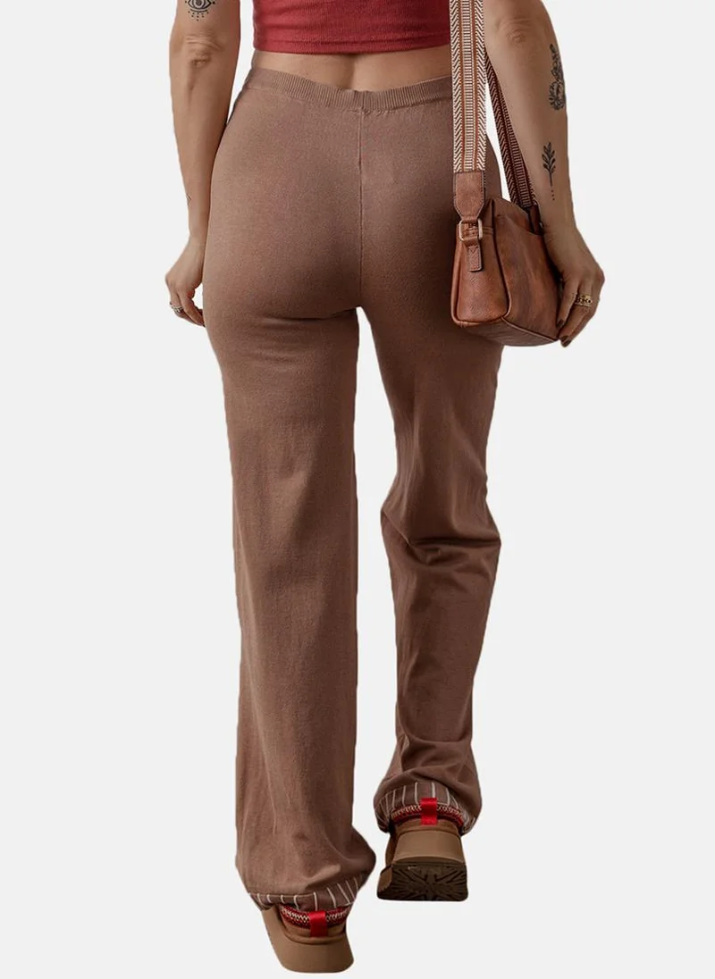 يونيكي Brown Plain Casual Trousers