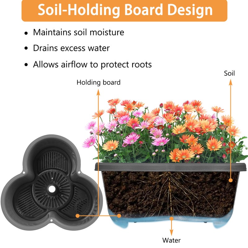 VECELO 5 Tier Vertical Garden Planter, Self Watering Stackable Planters with Wheels for Strawberries, Herbs, Flowers, Vegetables, Dark Gray - Image 4