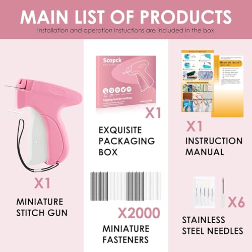 MENTAL GENTLE stitching gun for clothes fixer tool- Handheld Quick Stitch Sewing Gun Clothing Price Label - Tag Gun - Includes 5 Needle, 1000 Black Fasteners & 1000 White Fasteners,50 bear button (Pink) (Pink) - Image 5