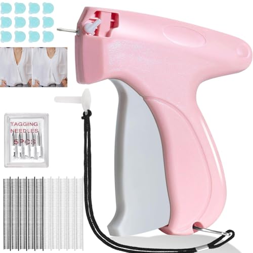 MENTAL GENTLE stitching gun for clothes fixer tool- Handheld Quick Stitch Sewing Gun Clothing Price Label - Tag Gun - Includes 5 Needle, 1000 Black Fasteners & 1000 White Fasteners,50 bear button (Pink) (Pink) - Image 1