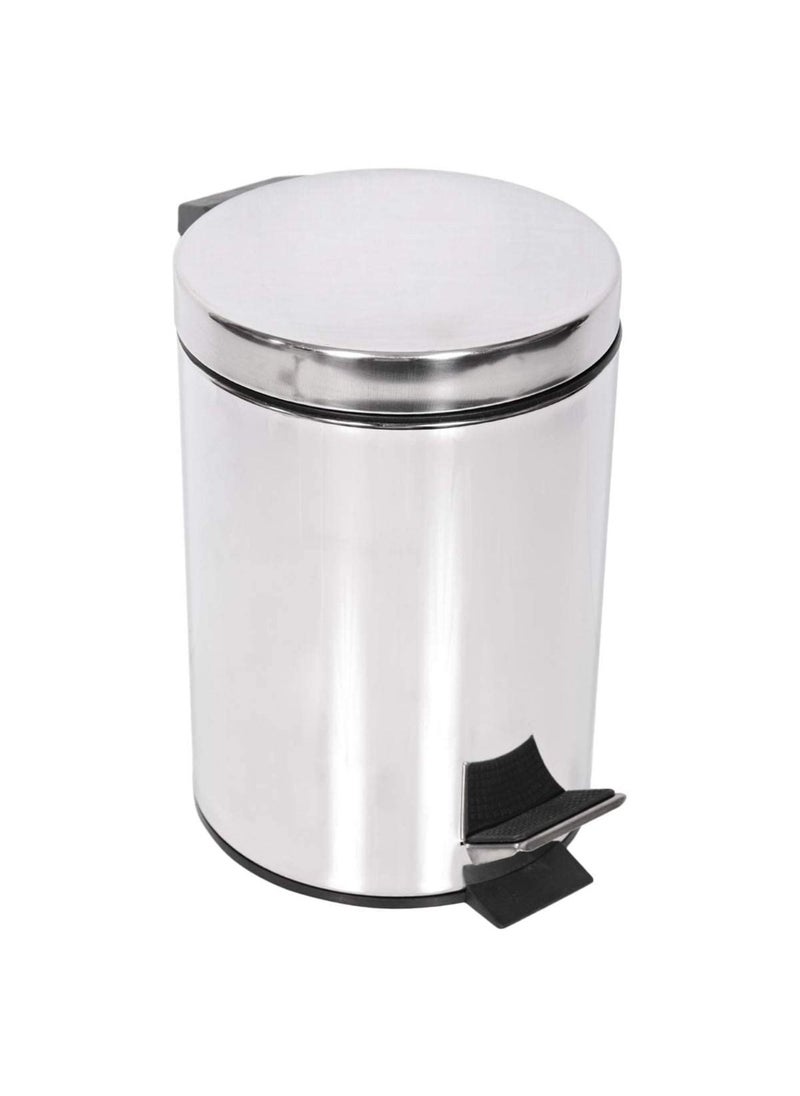 VIO Kitchen Pedal Trash Bin Stainless Steel Bin With Soft Close Lid Foot Pedal Flat Lid and Strong Plastic Inner Bucket  Fingerprint Proof and RUSt Resistant Odour Free and Hygienic 5 LITRE  - Image 1