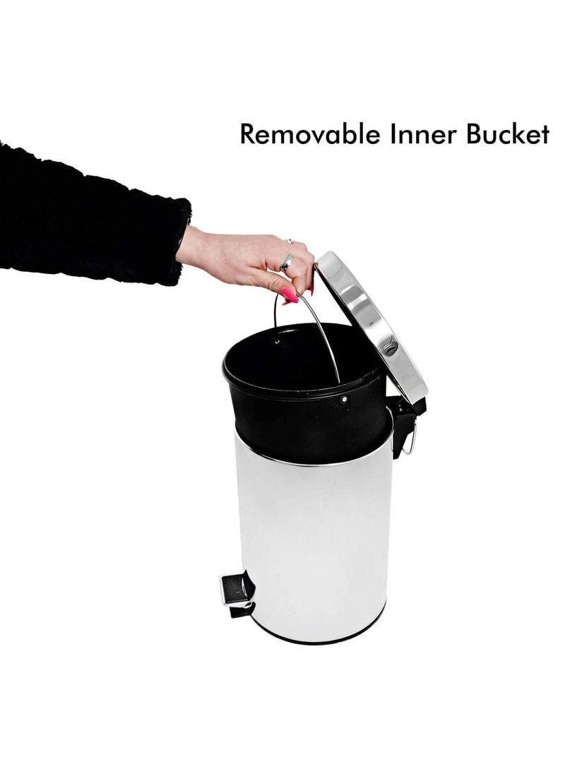 VIO Kitchen Pedal Trash Bin Stainless Steel Bin With Soft Close Lid Foot Pedal Flat Lid and Strong Plastic Inner Bucket  Fingerprint Proof and RUSt Resistant Odour Free and Hygienic 5 LITRE  - Image 2